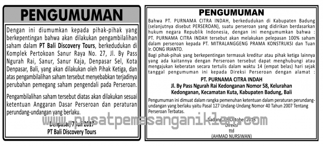 Iklan Pengumuman Pasang Iklan Murah Www Pusatpemasanganiklan Com